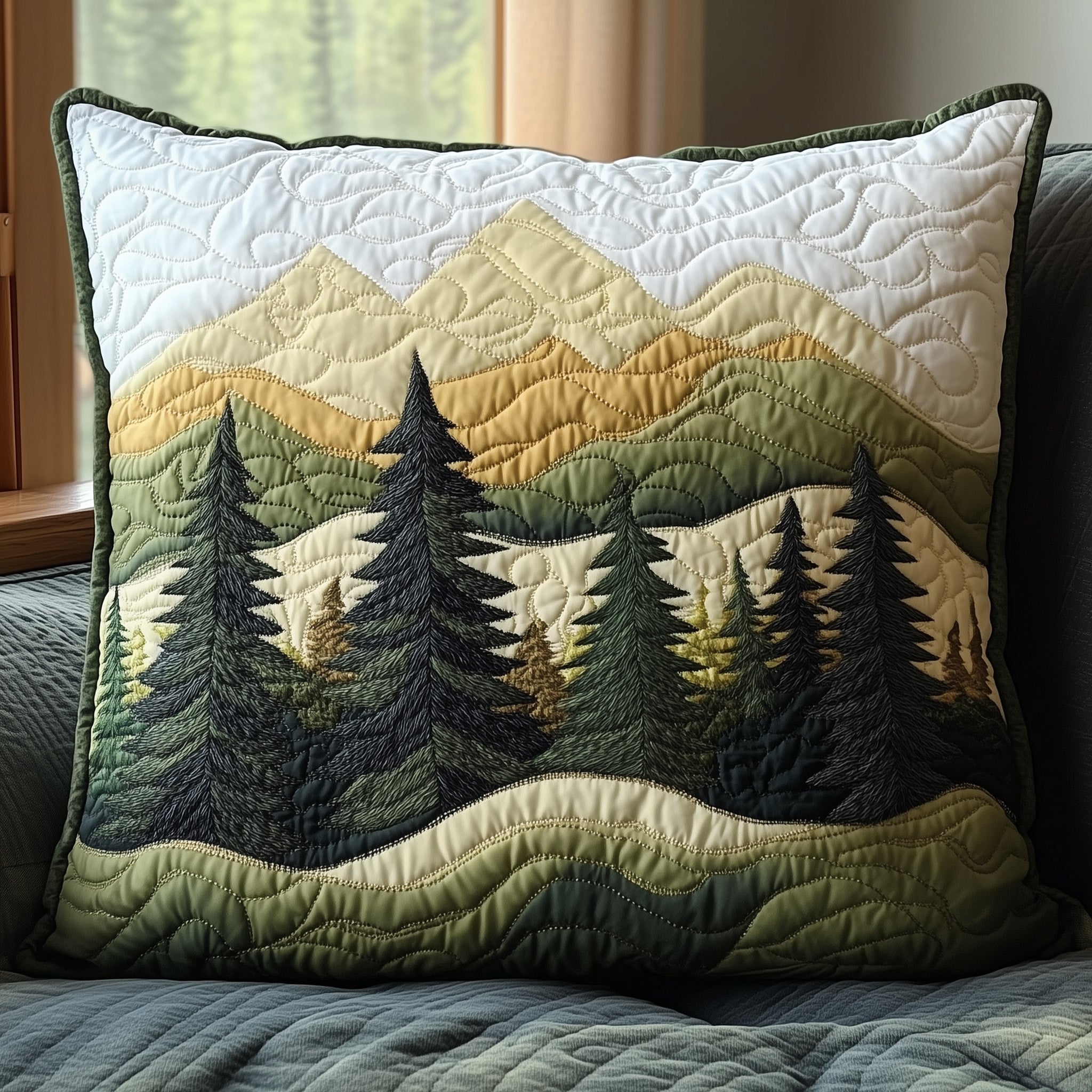 Forest Vibe Quilted Pillow Case Halloween Gift