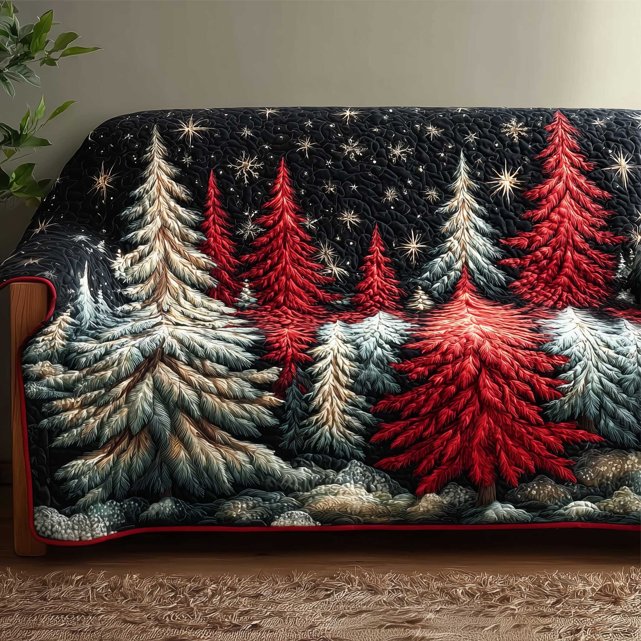 Forest Vibe Quilted Sofa Cover Rustic Woodland Vibe Accent Christmas Home Decor Gift Idea