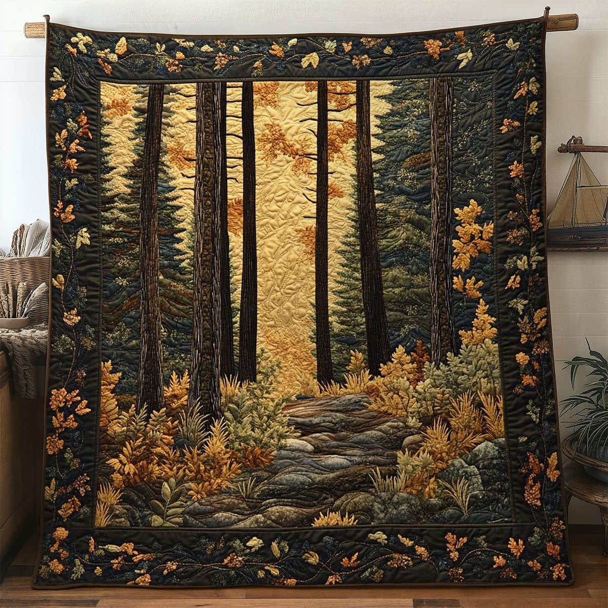 Forest Walk Quilt Premium Quilt Blanket Gift for Family Gatherings