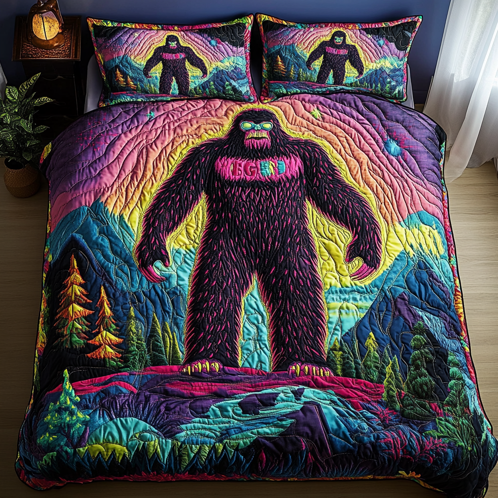 Forest Walker Quilted Bedding Set Bed Decor Ideas Funny Bigfoot Gifts