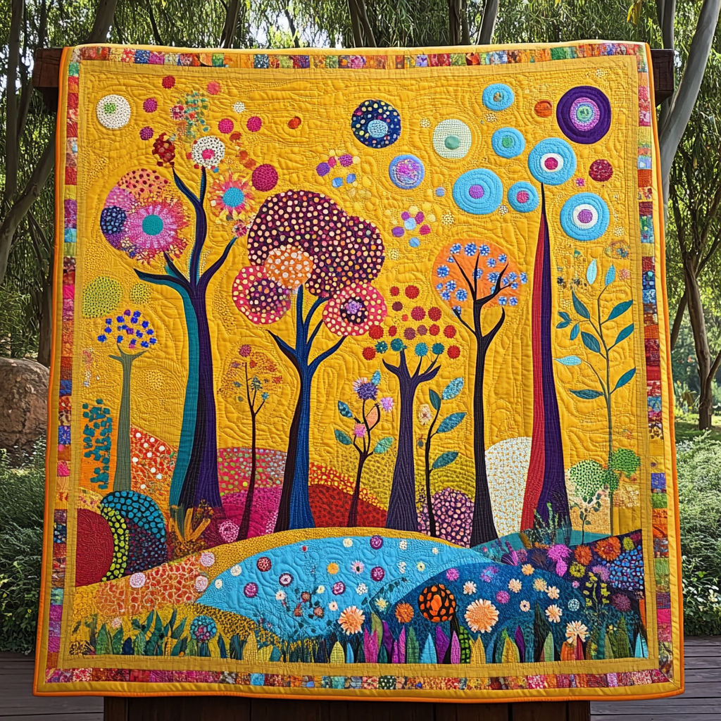 Forest Whimsy Quilted Blanket Cute Throw Blanket Mexican Themed Presents