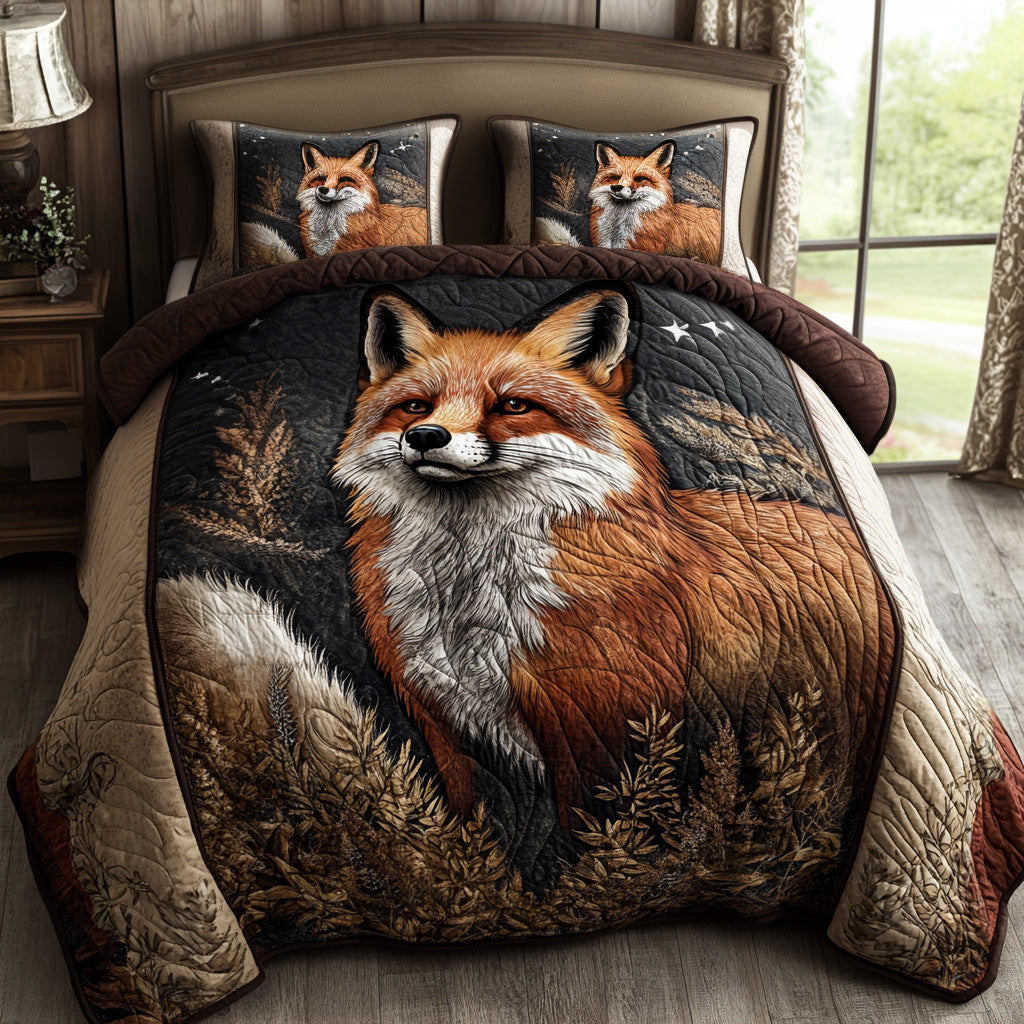 Forest Whisper Quilted Bedding Set Best Comforter Sets Unique Gifts For Fox Lovers
