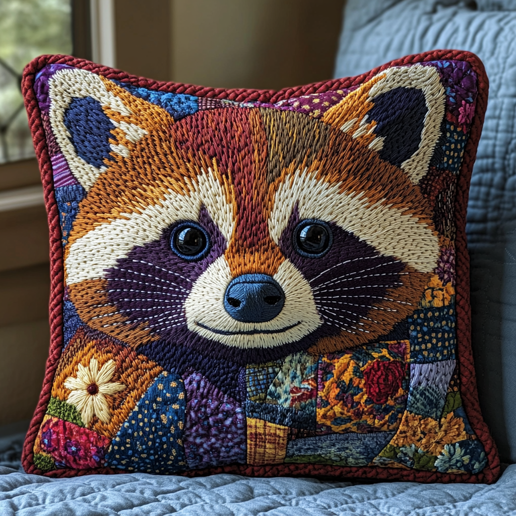 Forest Whispers Quilted Pillow Case Throw Pillow Cases Unique Raccoon Gifts