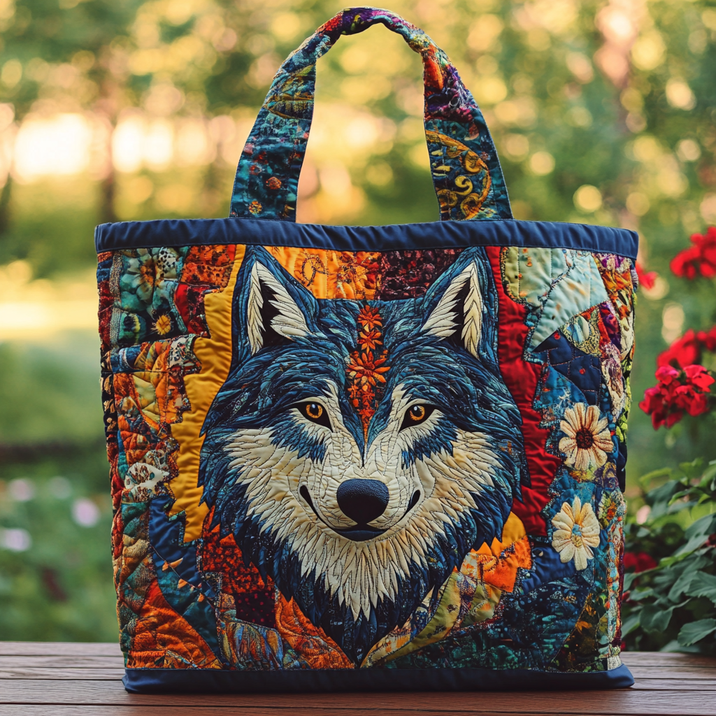 Forest Wolf Quilted Tote Bag Gifts With Wolves On Them