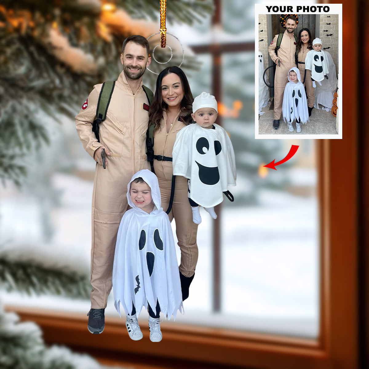 Forever Connected Personalized Photo Mica Ornament Christmas Gift For Grandma Grandpa