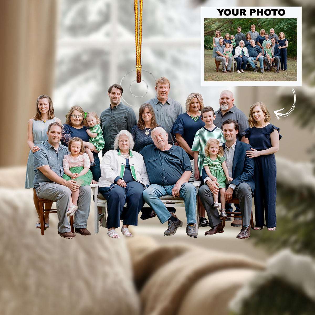 Forever Family Fest Personalized Photo Mica Ornament Christmas Gift For Family Members