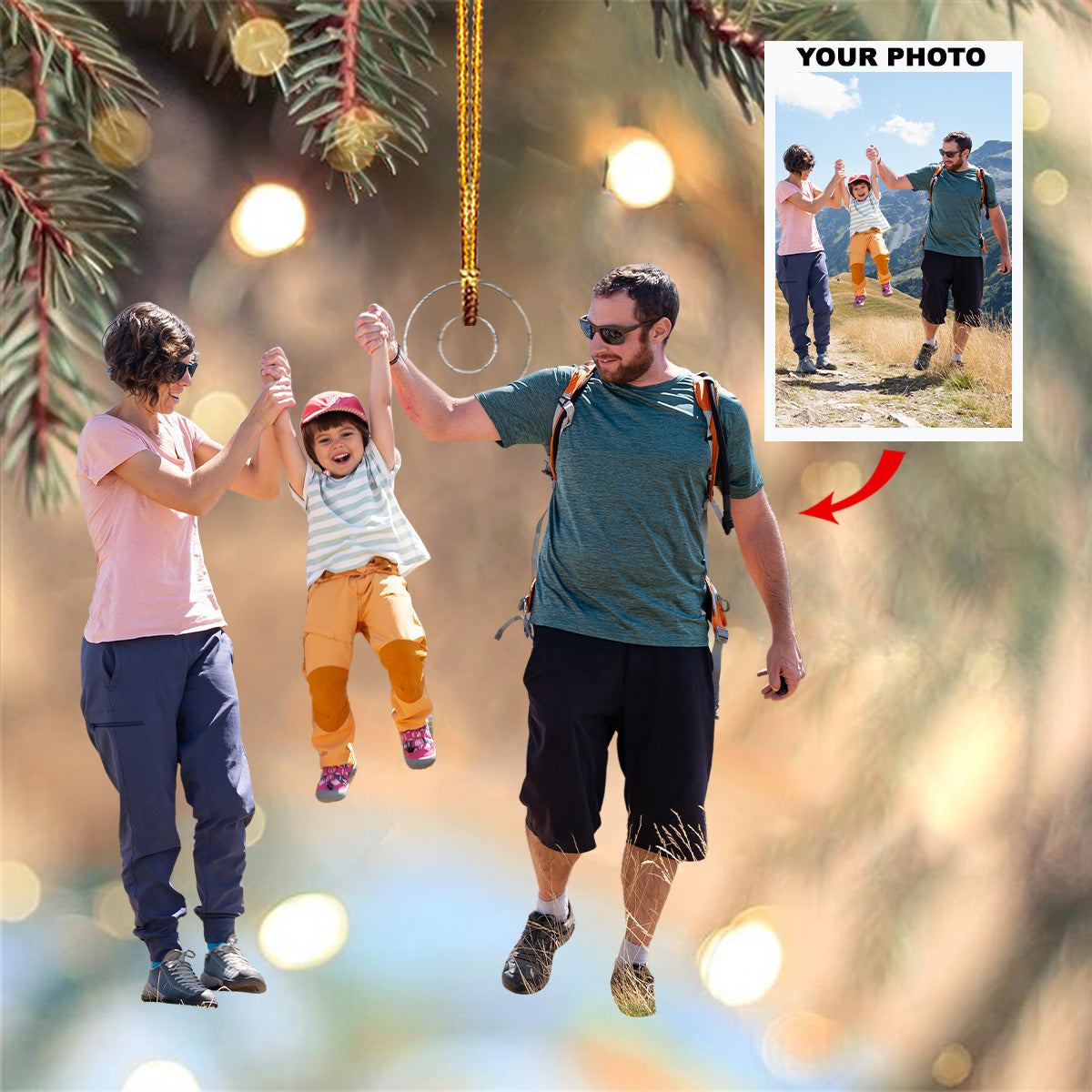 Forever Family Personalized Photo Mica Ornament Christmas Gift For Family Family members