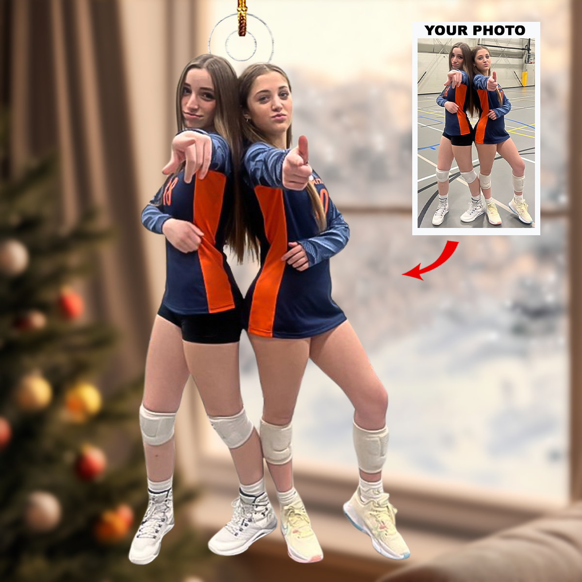 Forever Friends Personalized Photo Mica Ornament Christmas Gift For Volleyball Lover