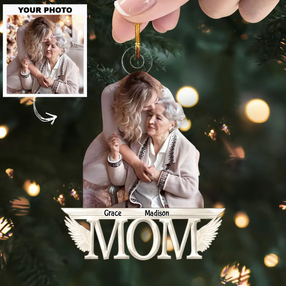Forever In My Heart Personalized Custom Photo Mica Ornament Christmas Gift For Dad Mom