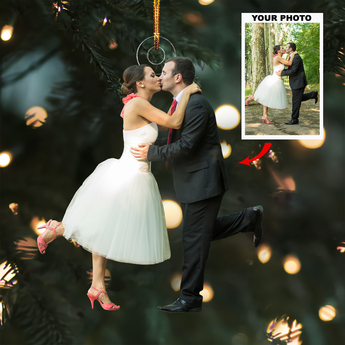 Forever Kiss Personalized Photo Mica Ornament Gift For Couple Family Family Members