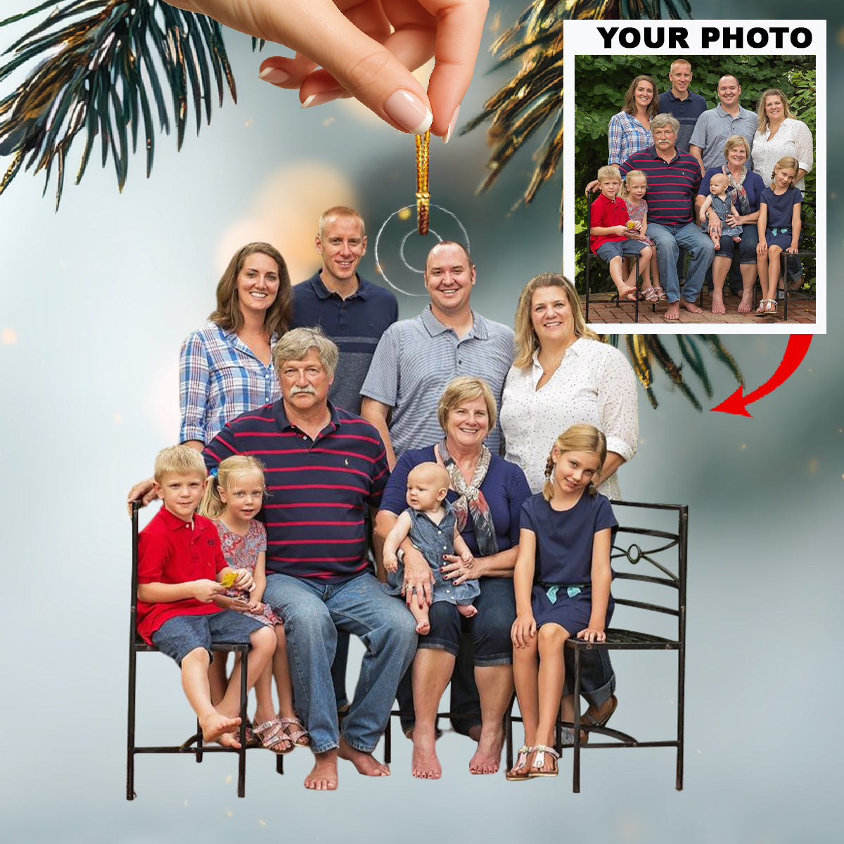 Forever Our Family Bond Personalized Photo Mica Ornament Christmas Gift For Family members