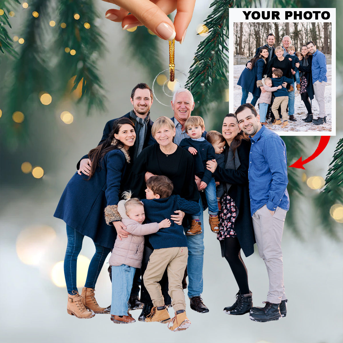 Forever Our Family Home Personalized Photo Mica Ornament Christmas Gift For Family members