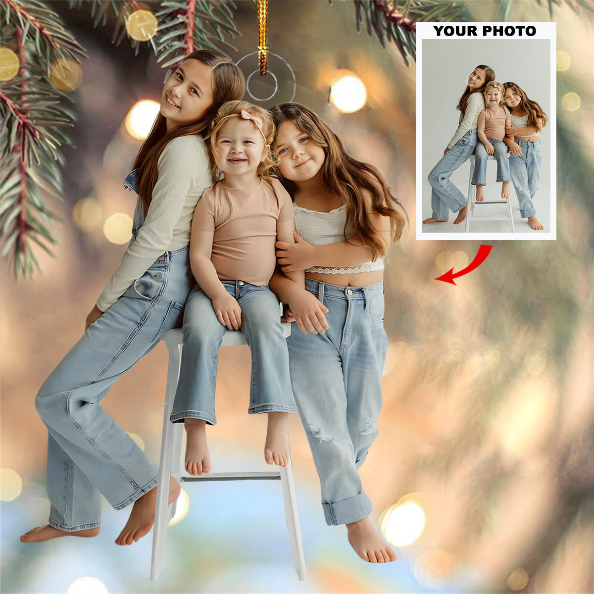 Forever Siblings Personalized Photo Mica Ornament Christmas Gift For Siblings Family