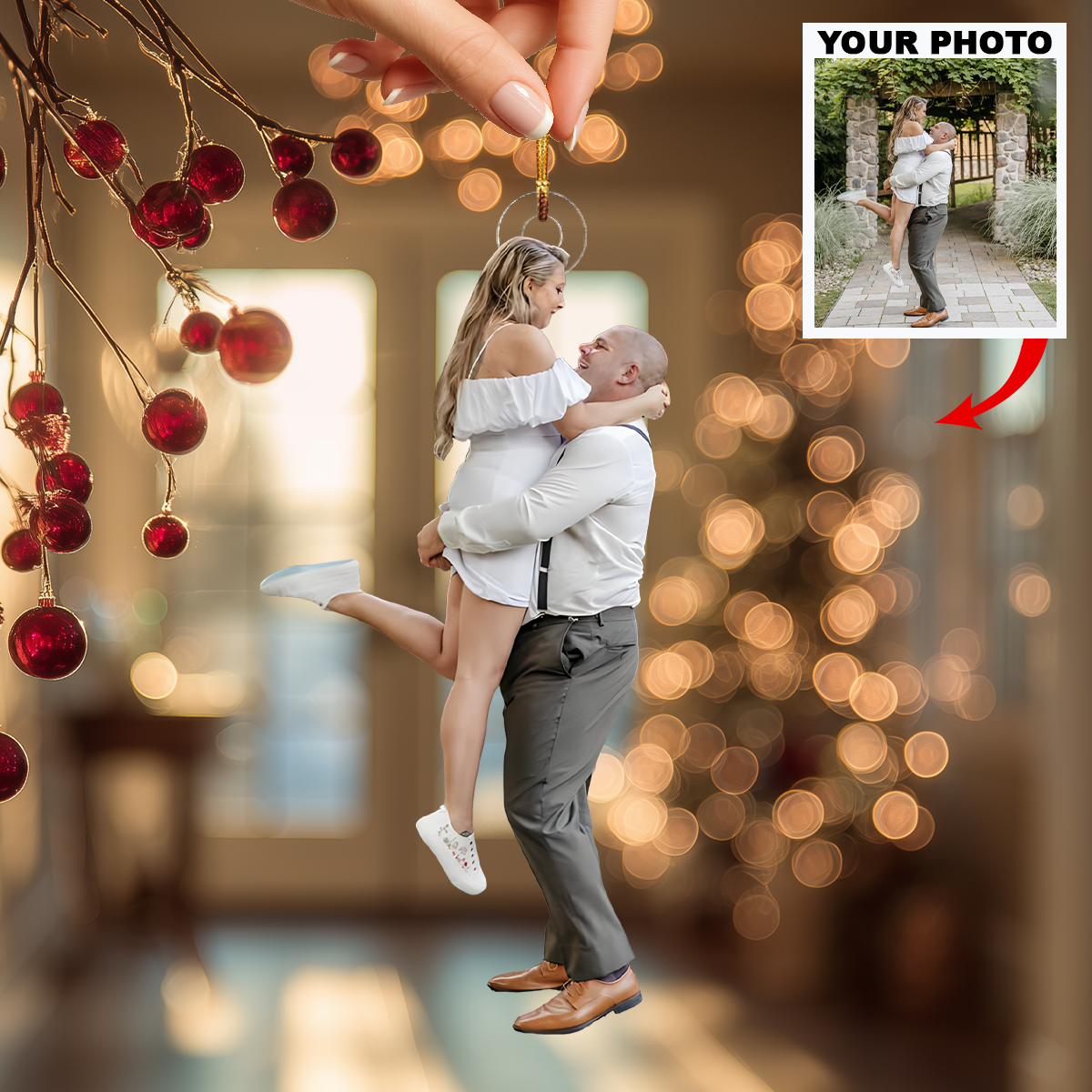 Forever Starts With You Personalized Photo Mica Ornament Christmas Gift For Couple Wed