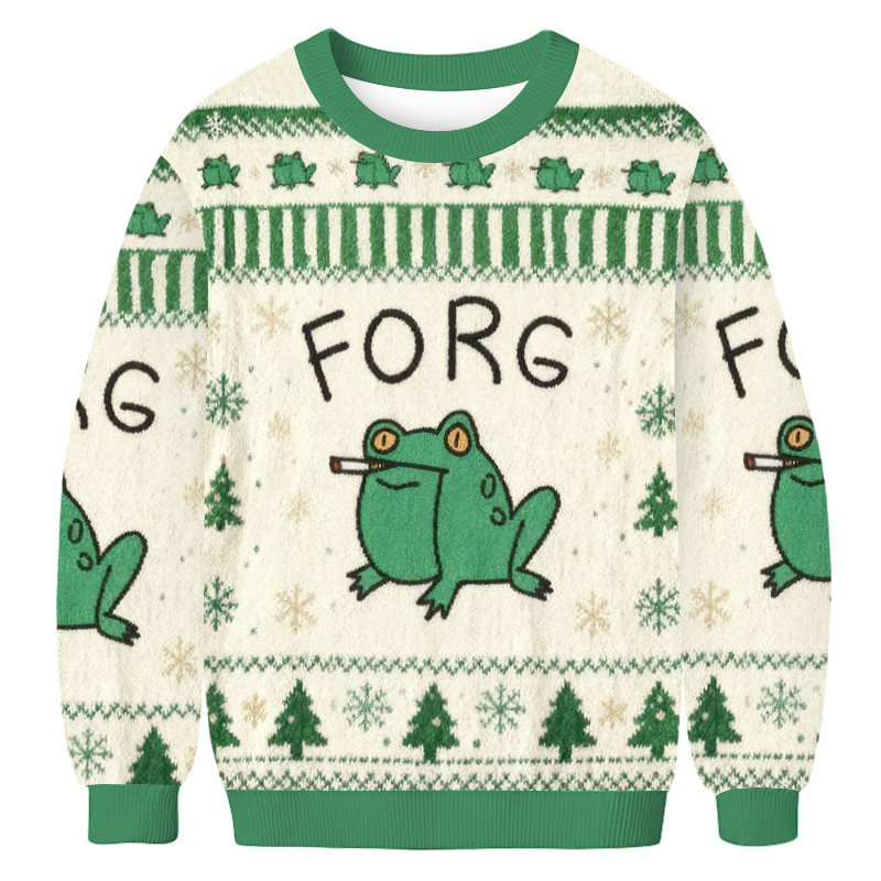 Forg Smoking Meme Christmas Ugly Sweater Christmas Outfits Frog Owner Xmas Gifts