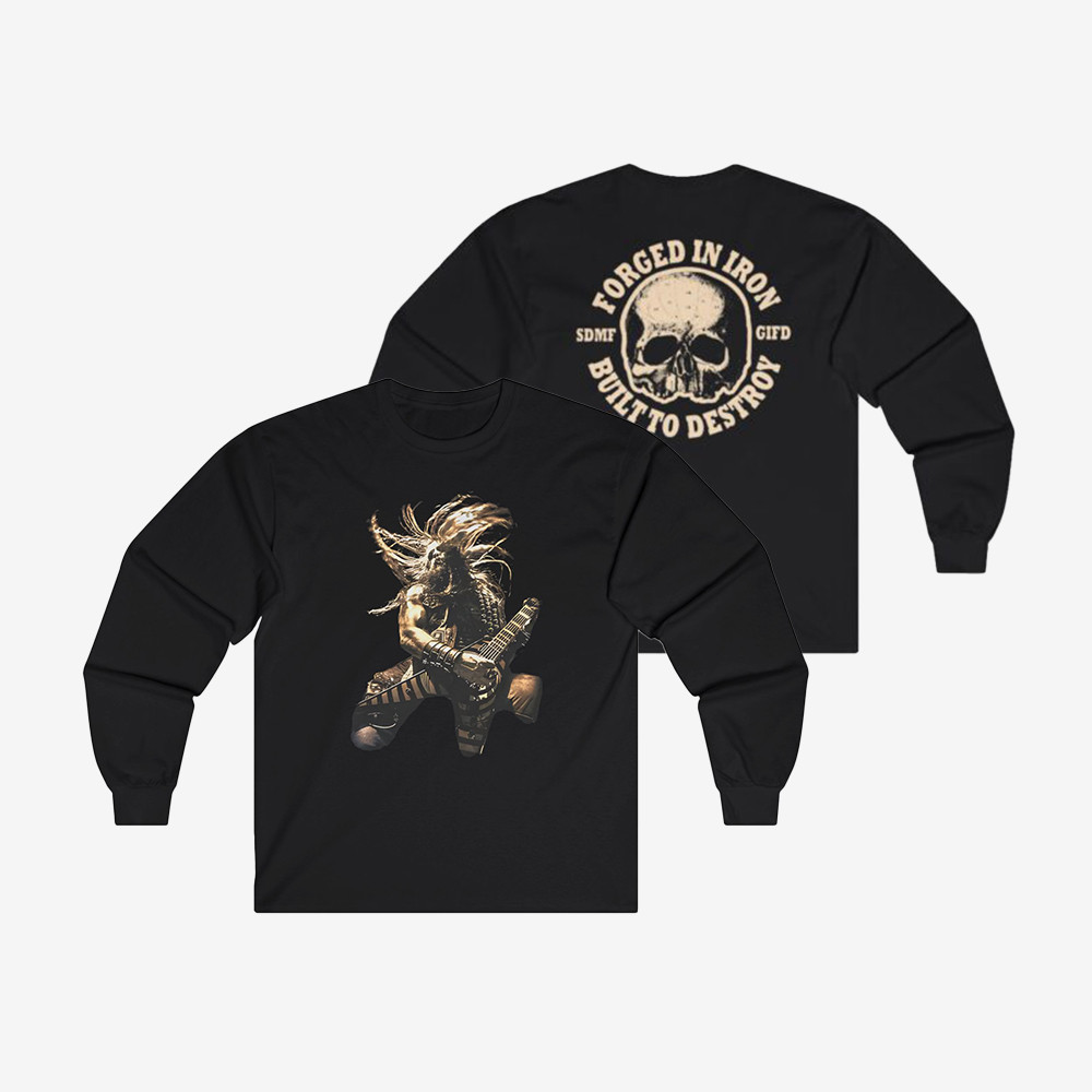 Forged In Iron Built To Destroy Long Sleeve Shirt Black Label Society Clothing Line
