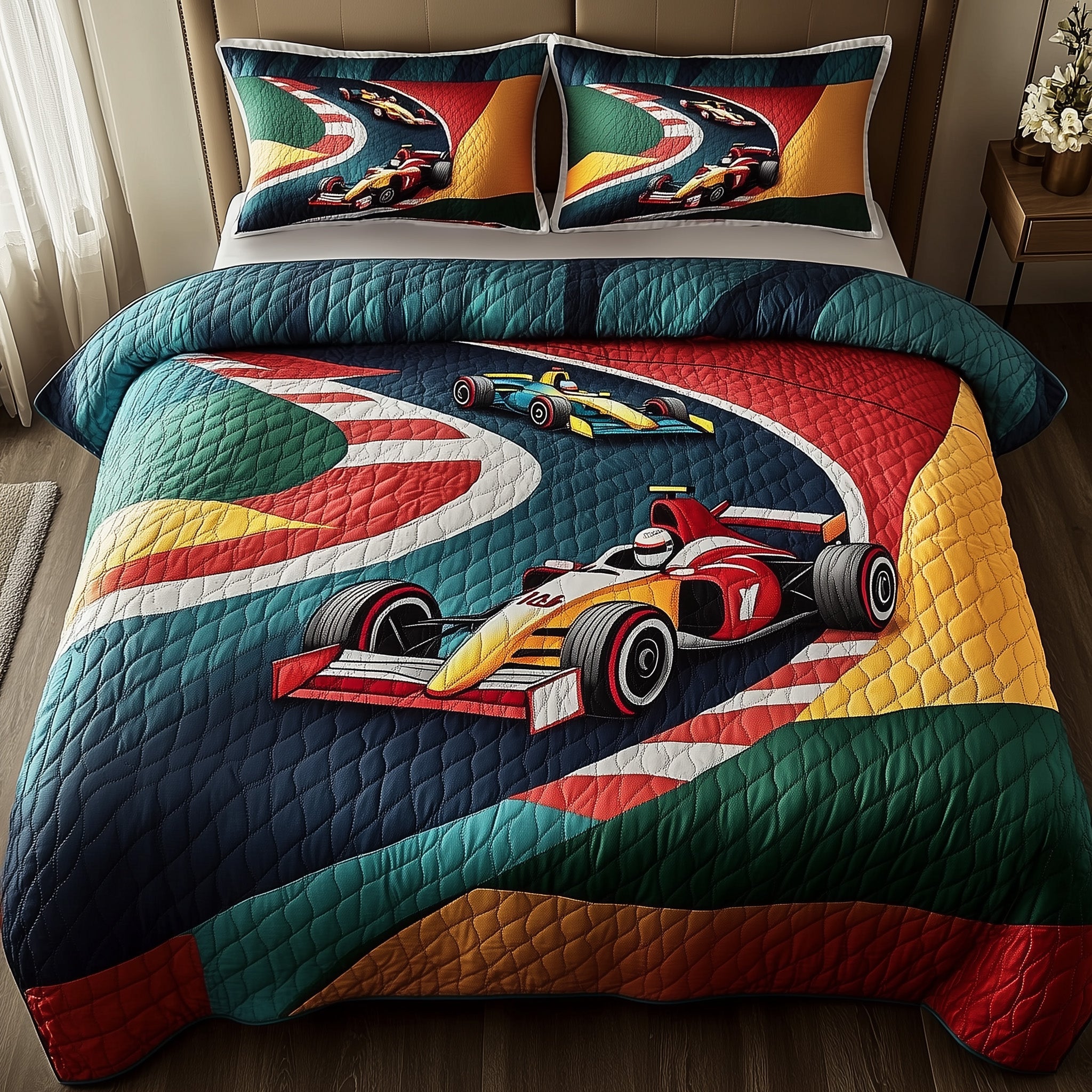 Formula Quilted Bedding Set Duvet Cover Merchandise Best Racing Car Gifts For Him