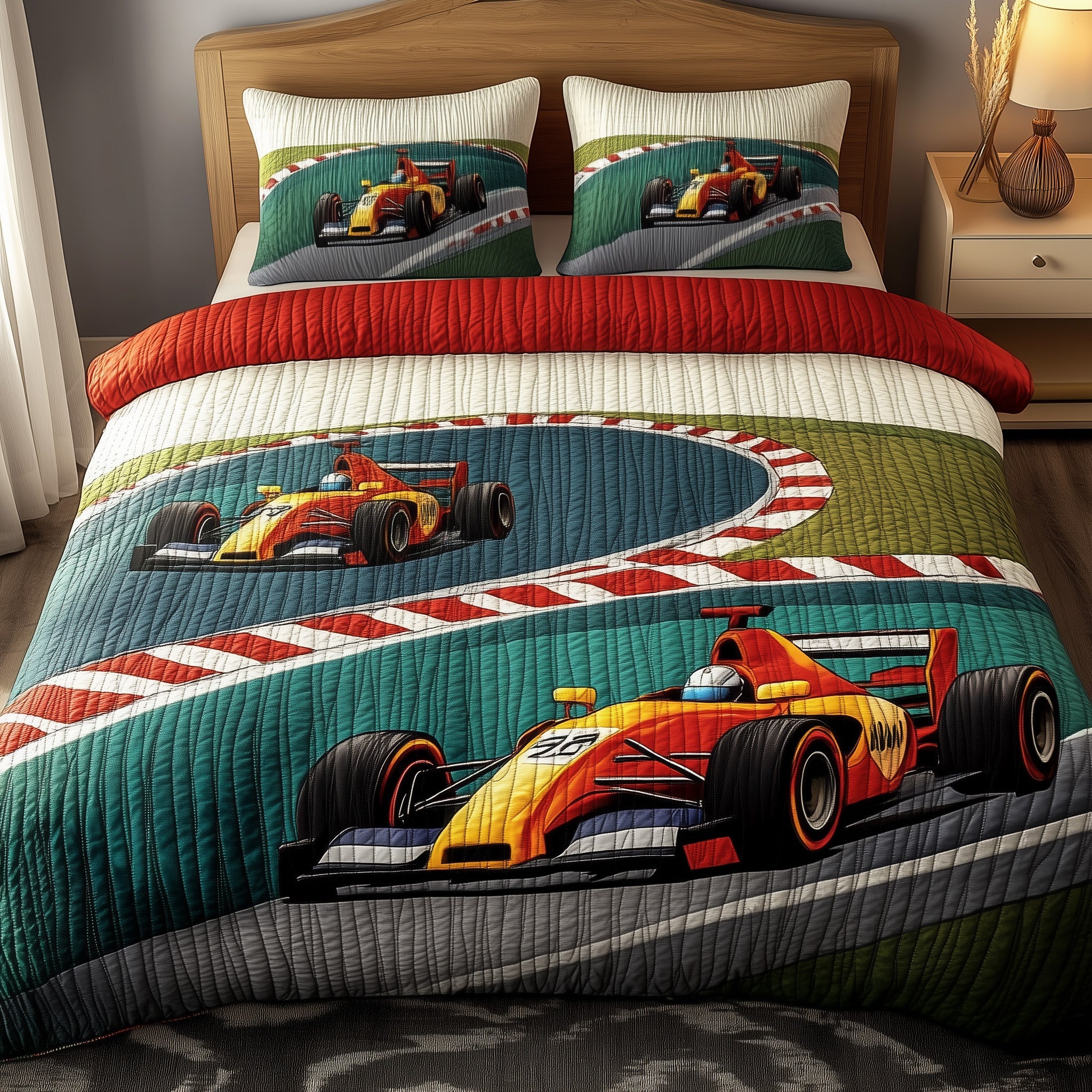 Formula Quilted Bedding Set Duvet Cover Merchandise Gifts For Car Racing Fans