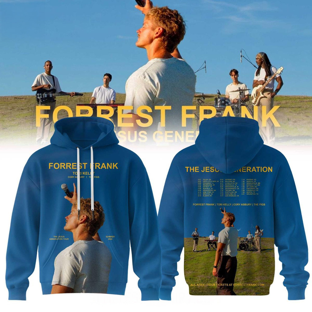 Forrest Frank The Jesus Generation Tour Blue Hoodie Forrest Frank Merch Gift Ideas For Guys