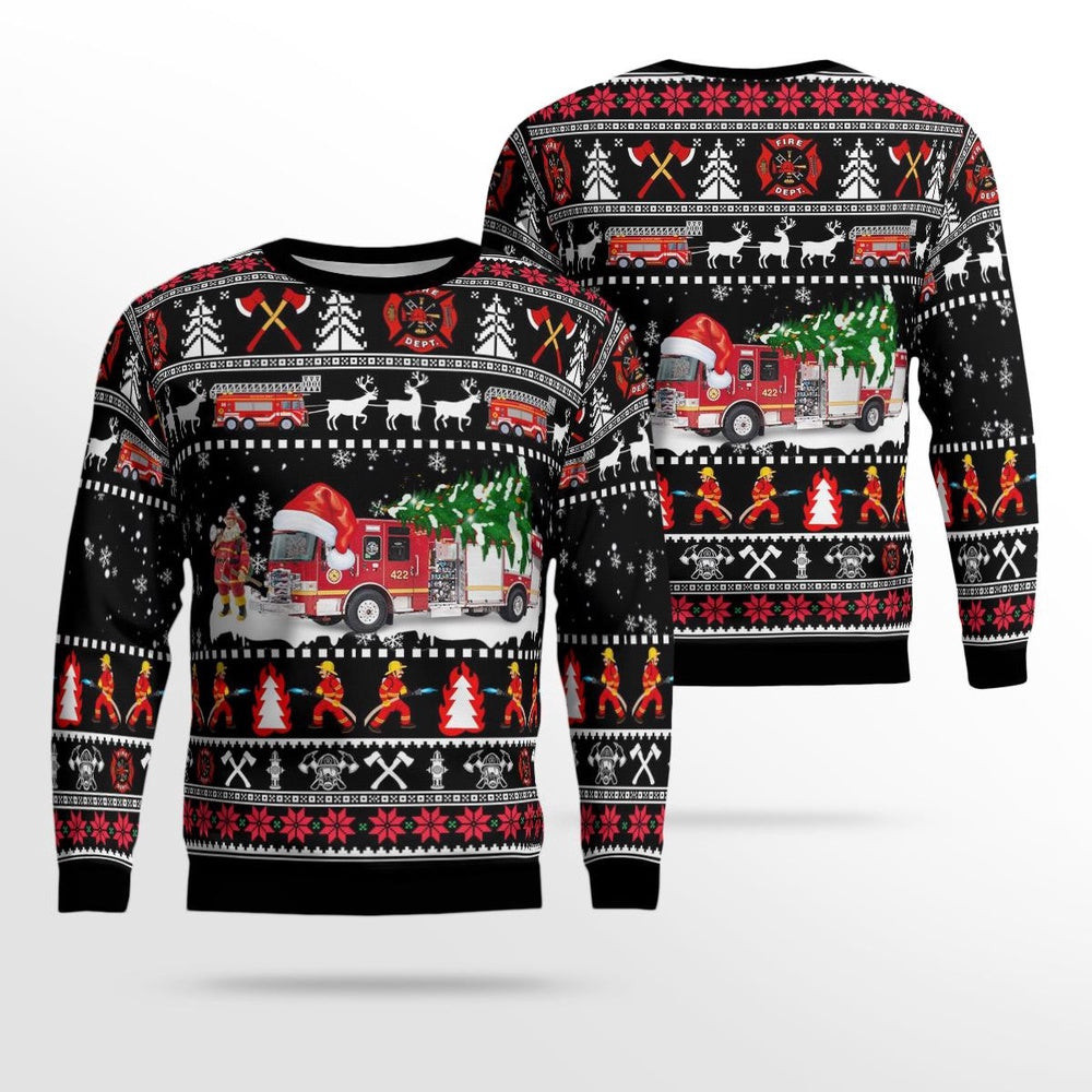 Fort Montgomery New York Fort Montgomery Fire District AOP Ugly Sweater Xmas Unisex Sweater Christmas Gifts For Men Women