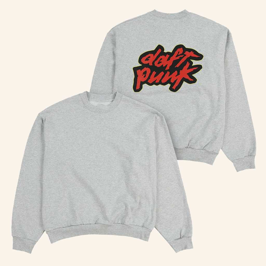 Fortnite x Daft Punk Merch Classic Daft Punk Logo Grey Crewneck Sweatshirt Gifts For Son Fortnite x Daft Punk Merch Classic Daft Punk Logo Grey Crewneck Sweatshirt Gifts For Son