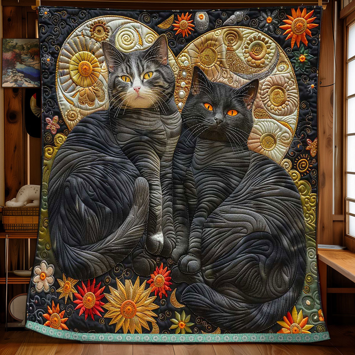 Fortune Moon Black Cat Quilt Blanket Christmas Throw Blanket Xmas Gifts For Cat Lovers