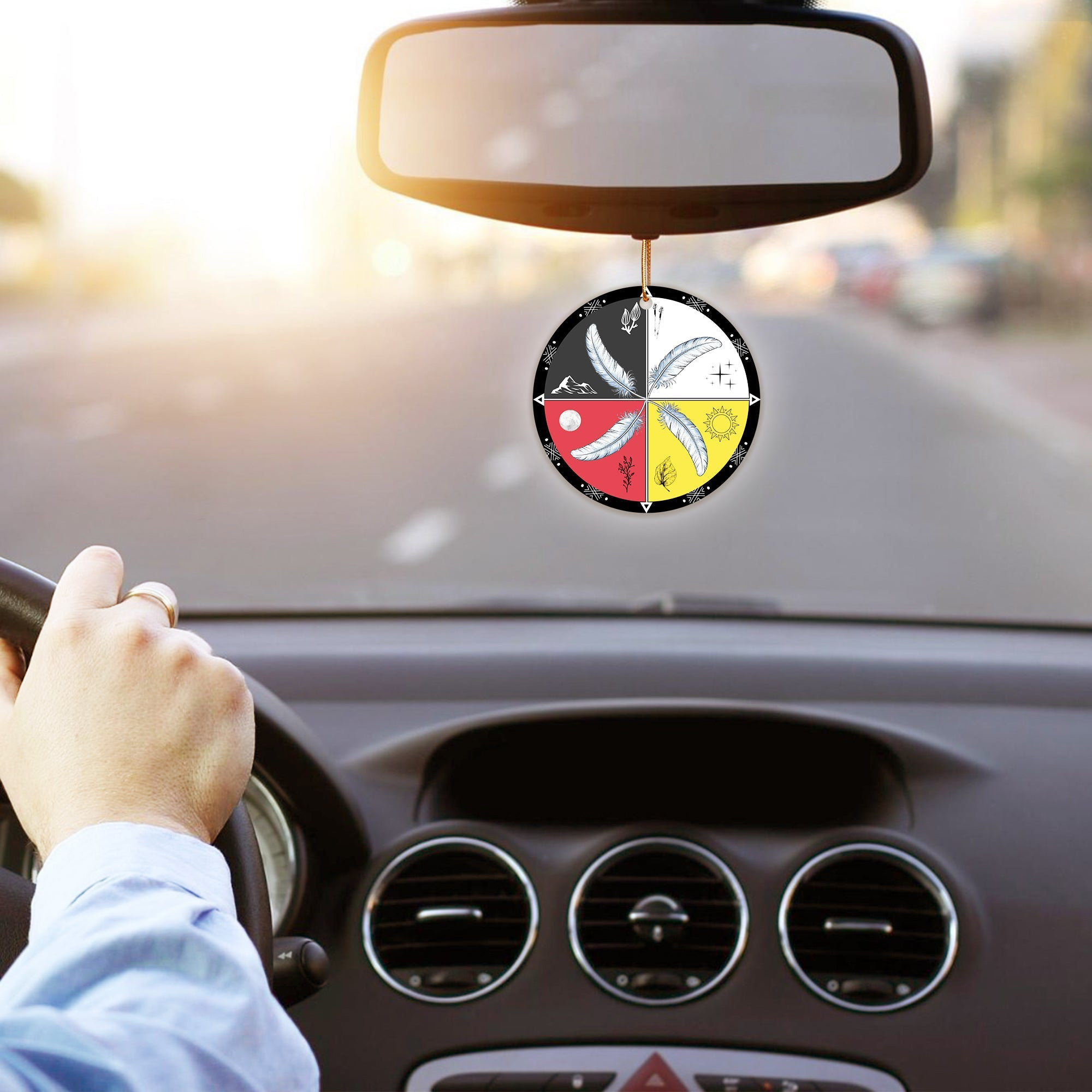 Four Directions Feather American Native Christmas Car Ornament Native Decor Gift Ideas