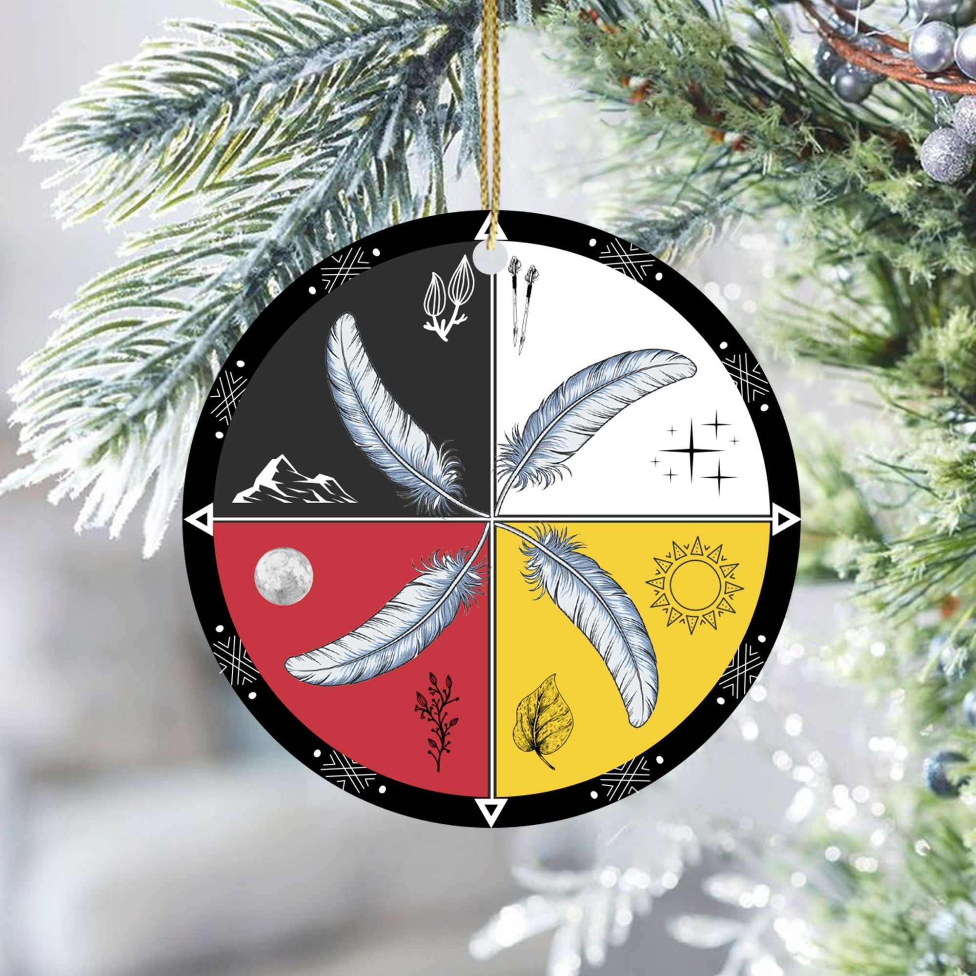 Four Directions Feather Christmas Ornament Native Home Decor Secret Santa Gifts