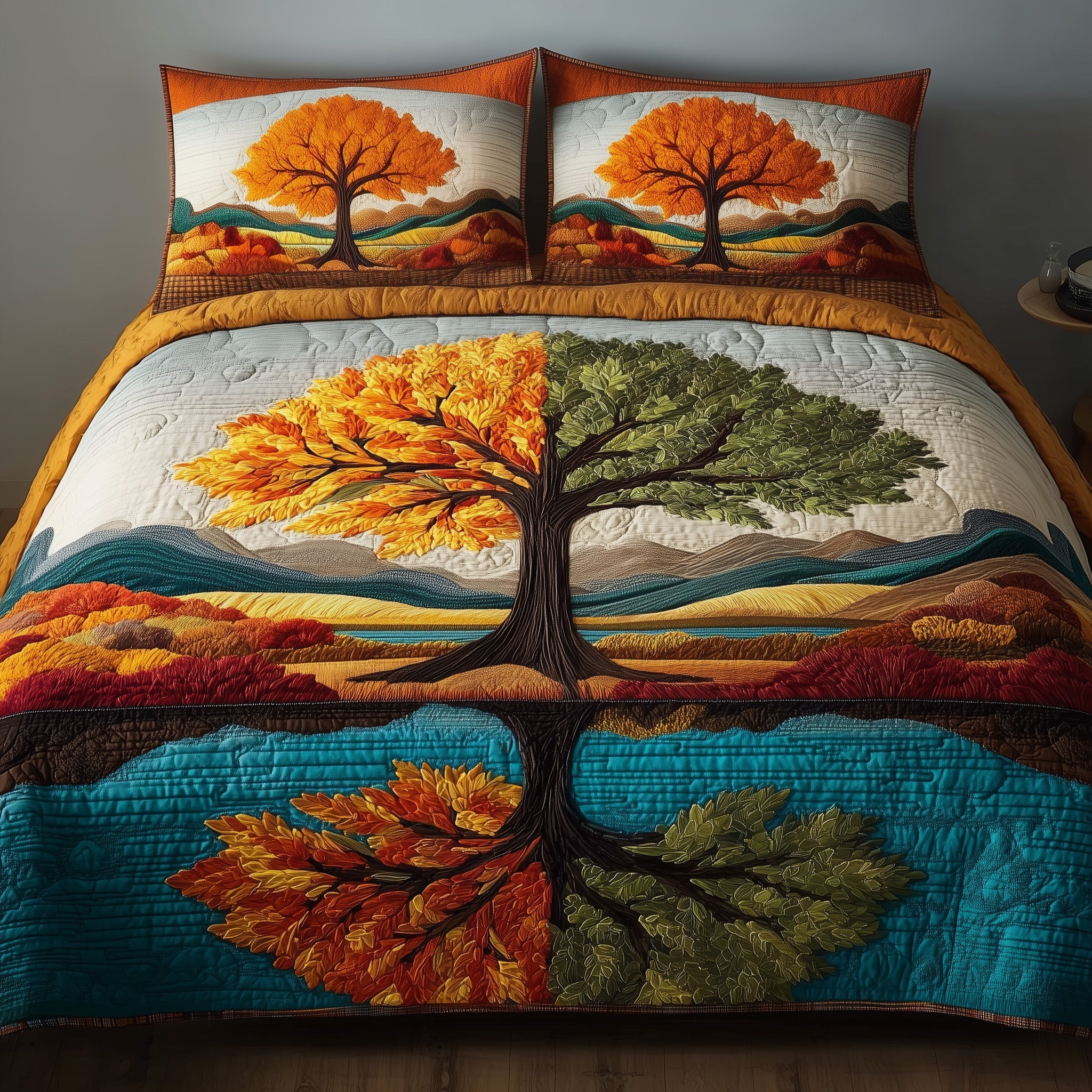 Four Seasons Tree Quilted Bedding Set Hypoallergenic