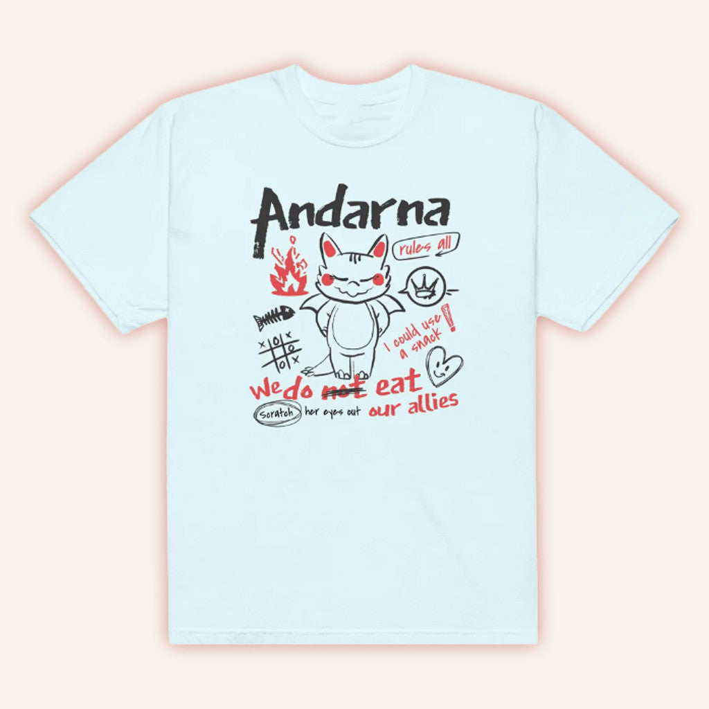 Fourth Wing Merch Andarna T-Shirt Light Blue Gifts For Friends Fourth Wing Merch Andarna T-Shirt Light Blue Gifts For Friends