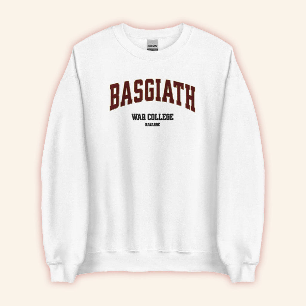Fourth Wing Merch Basgiath War College Embroidered Sweatshirt White Gifts For Her Fourth Wing Merch Basgiath War College Embroidered Sweatshirt White Gifts For Her