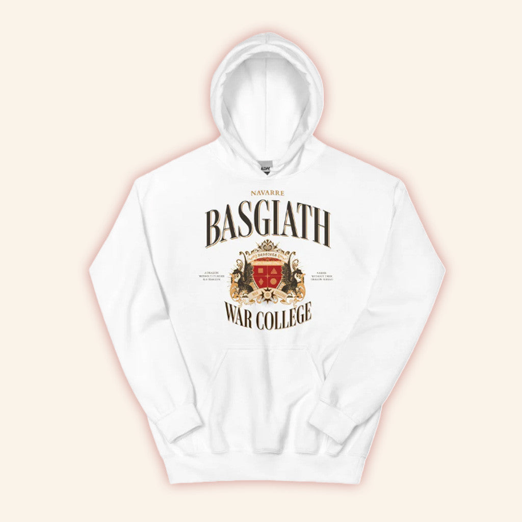 Fourth Wing Merch Basgiath War College Hoodie White Gifts For Husband Fourth Wing Merch Basgiath War College Hoodie White Gifts For Husband