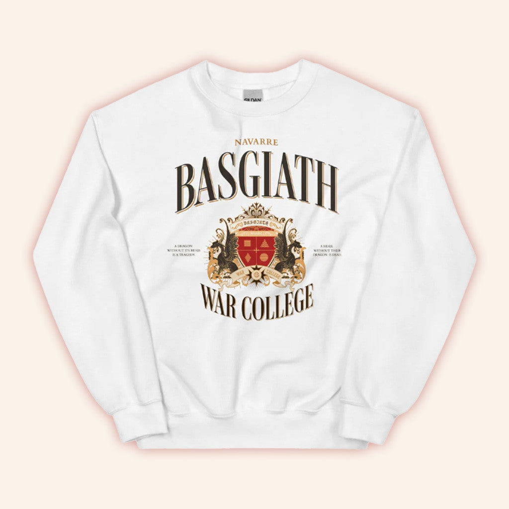 Fourth Wing Merch Basgiath War College Sweatshirt White Birthday Gift For Him