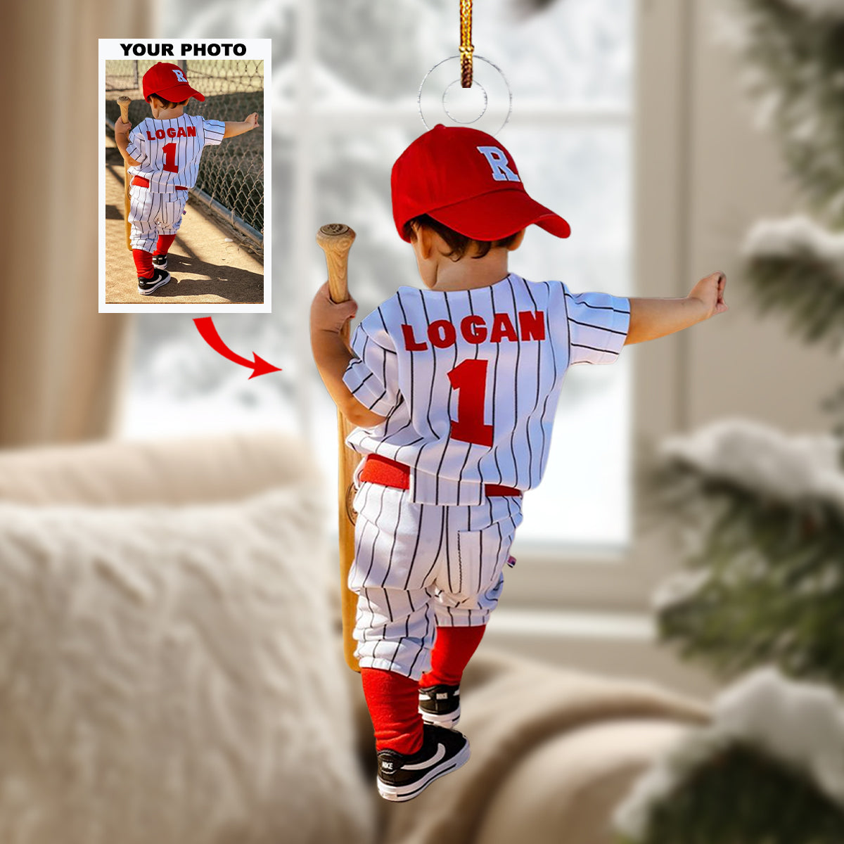 Foutfield Ace Personalized Photo Mica Ornament Christmas Gift For Baseball Lovers Base
