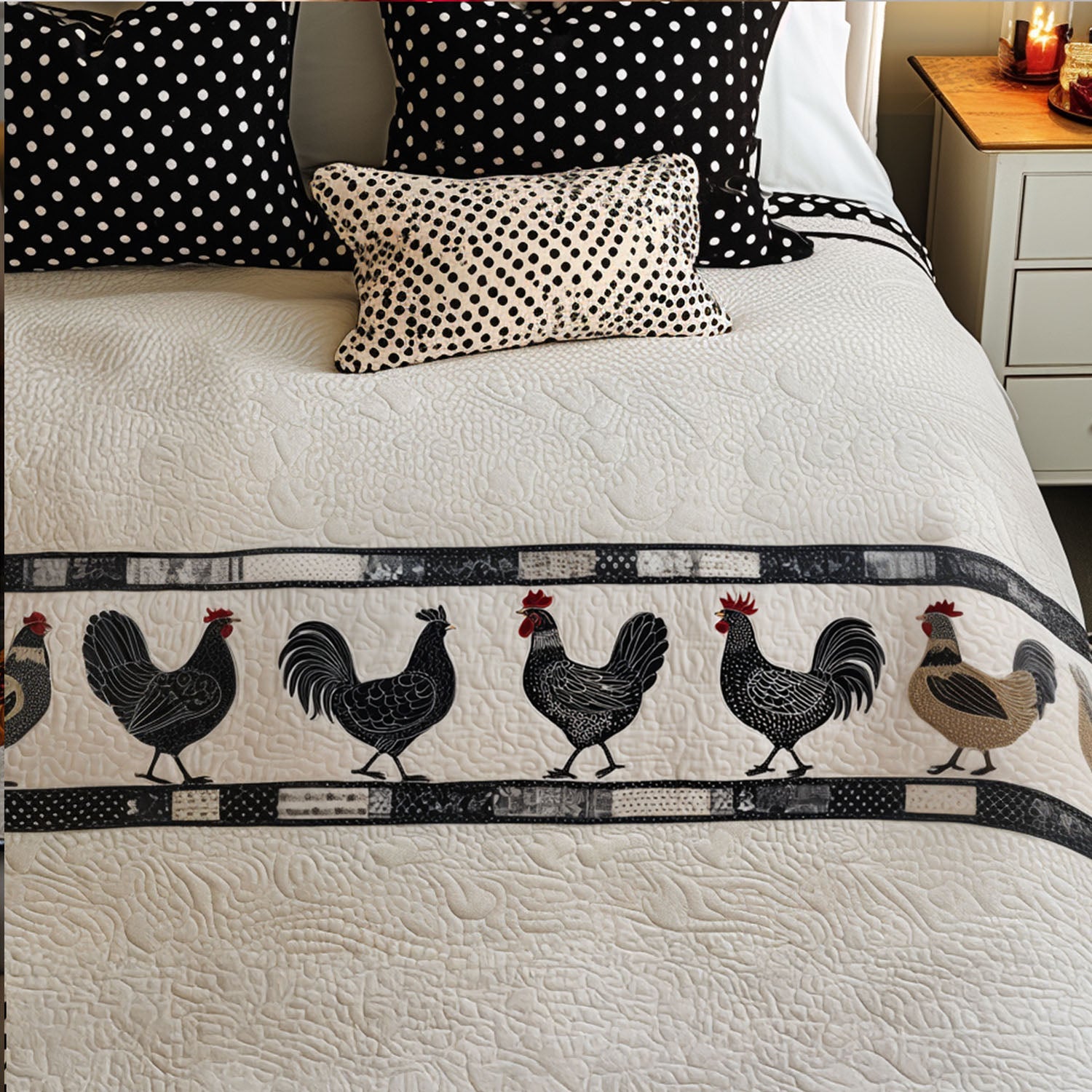 Fowl Fantasy Quilted Bed Runner Cool Bedroom Decor Chicken Gifts For Him Her