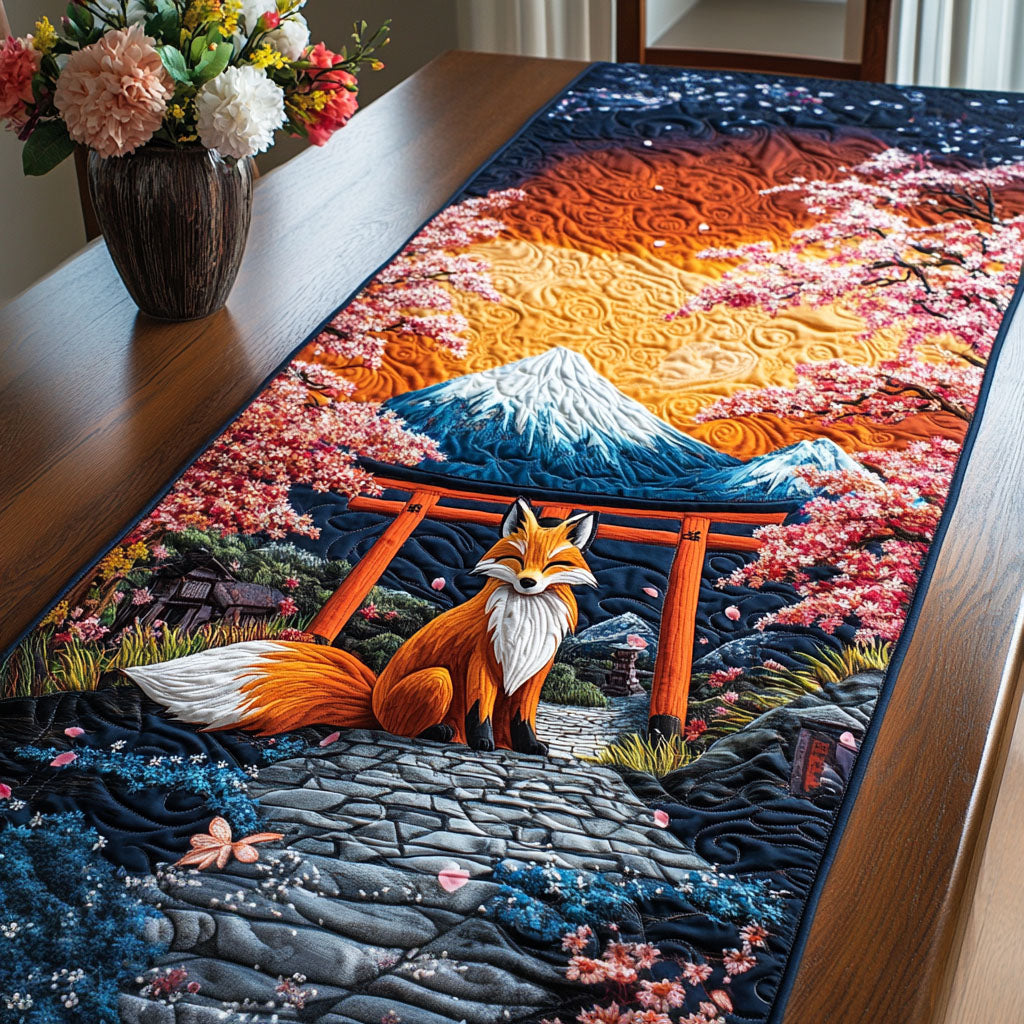 Fox Blossom Quilted Table Runner Kitchen Table Decor Ideas Fox Gifts For Him Her