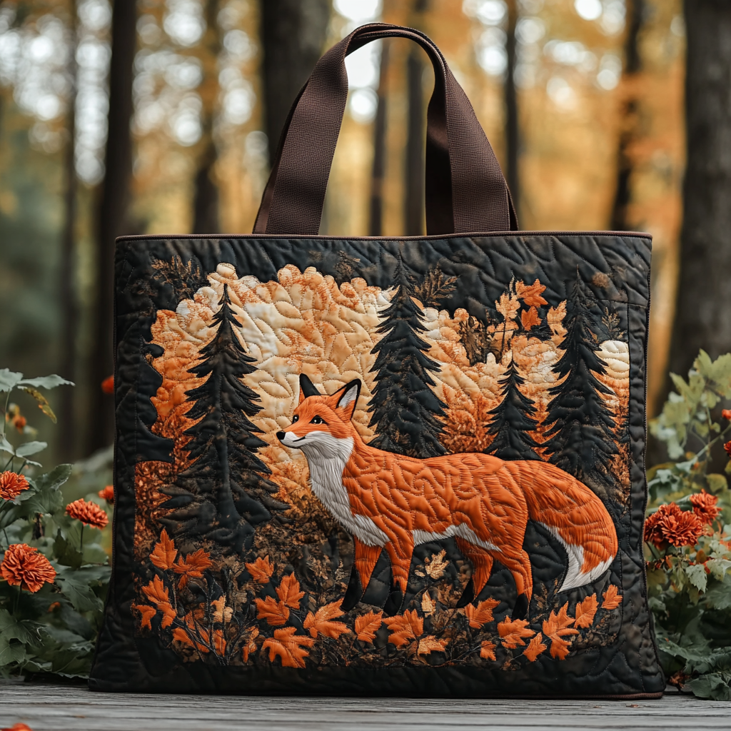 Fox Charm Quilted Tote Bag Autumn Gifts For Friends