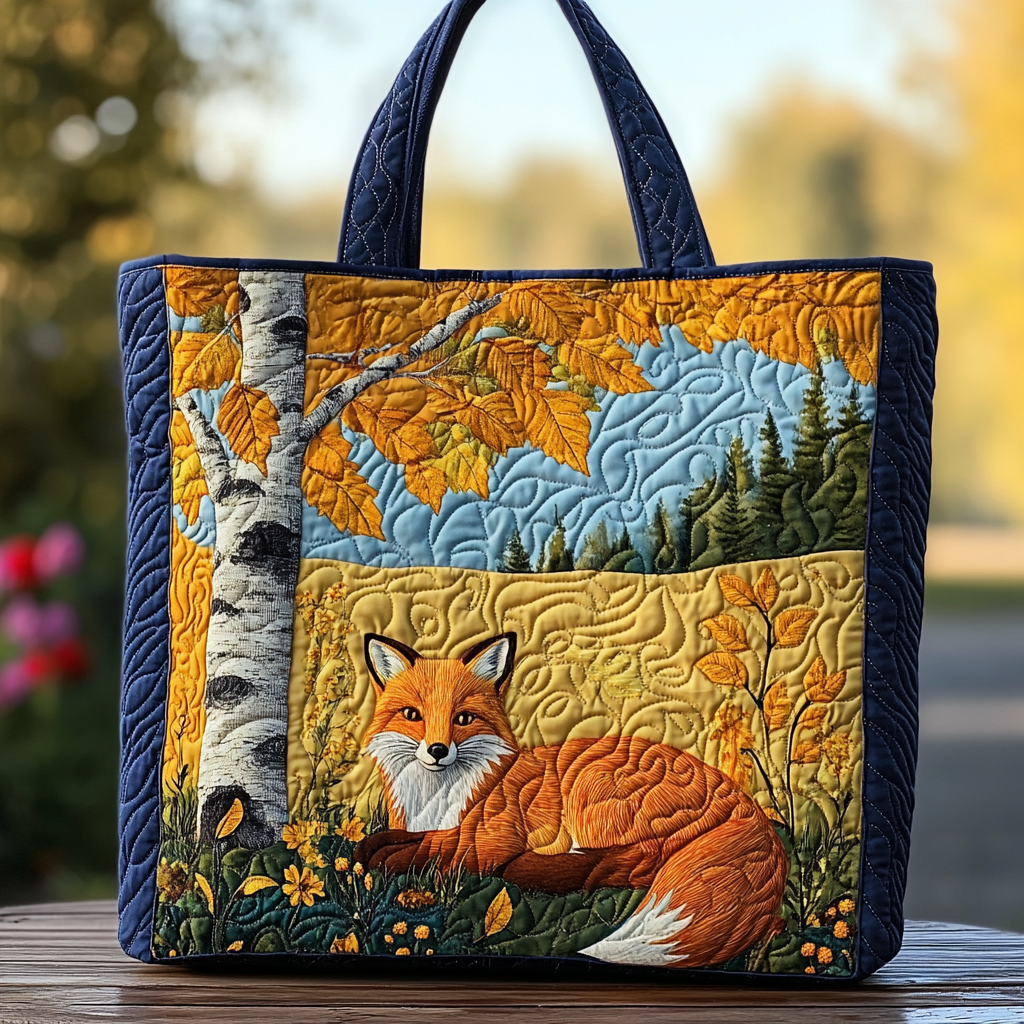 Fox Glow Quilted Tote Bag Autumn Gifts Items