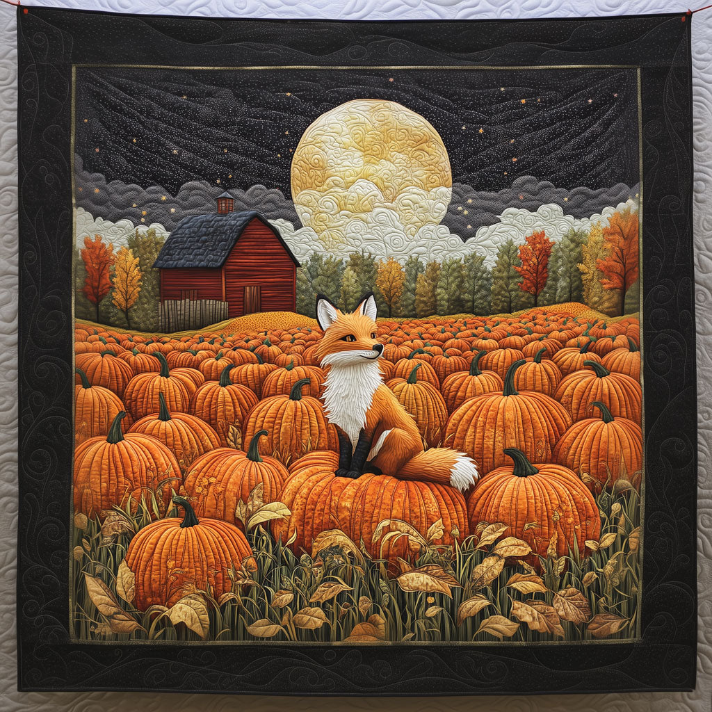 Fox In The Pumpkin Field Quilt Beautiful Quilt Blanket Gift for Home Decoration