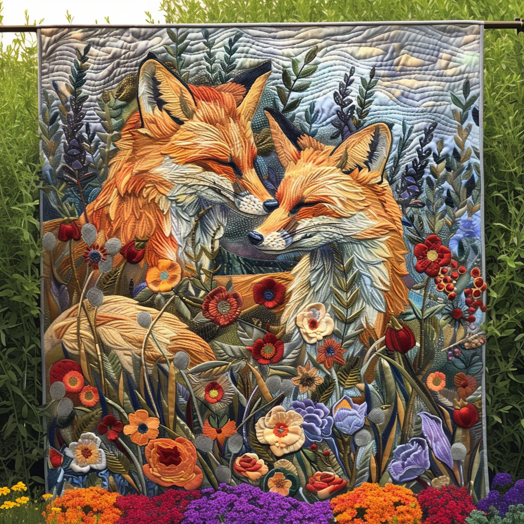 Fox Journey Quilted Blanket Best Couch Throw Blanket Best Unique Gifts For Fox Lovers