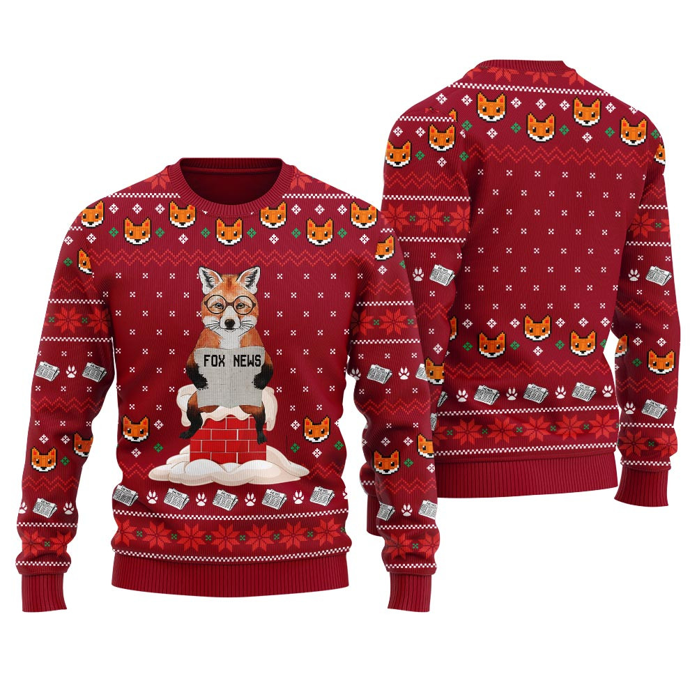 Fox News Meme Mens Christmas Sweater Trendy Winter Sweatshirt for Cozy Moments