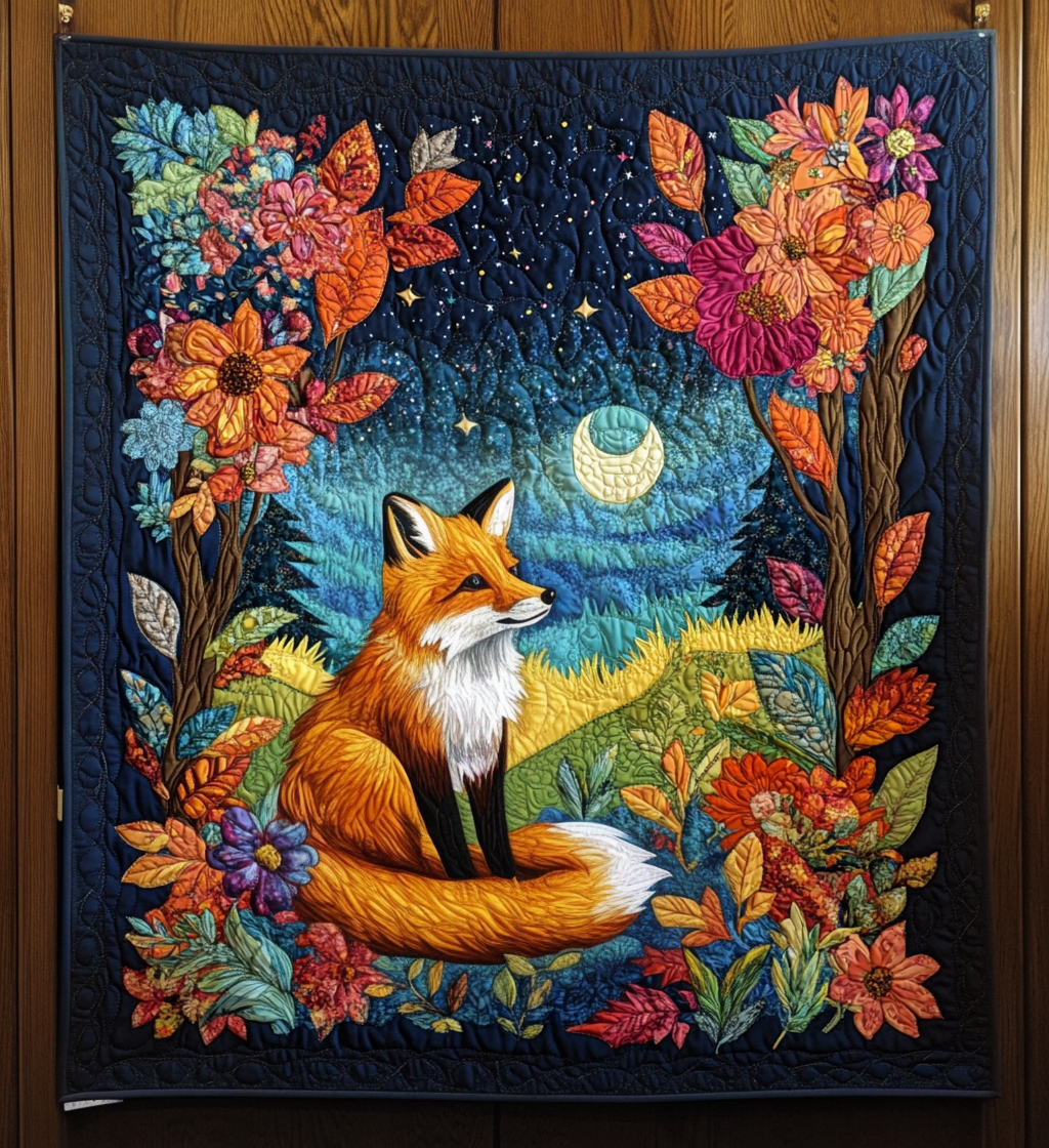 Fox Night Quilted Blanket Autumn Gift Ideas