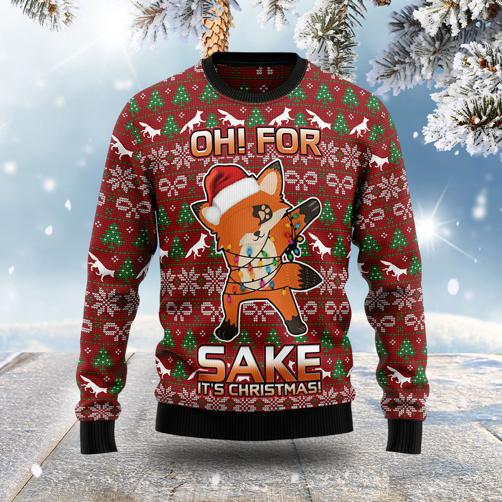 Fox Oh For Sake It's Christmas Ugly Sweater Animal Clothing Xmas Gifts For Fox Lovers