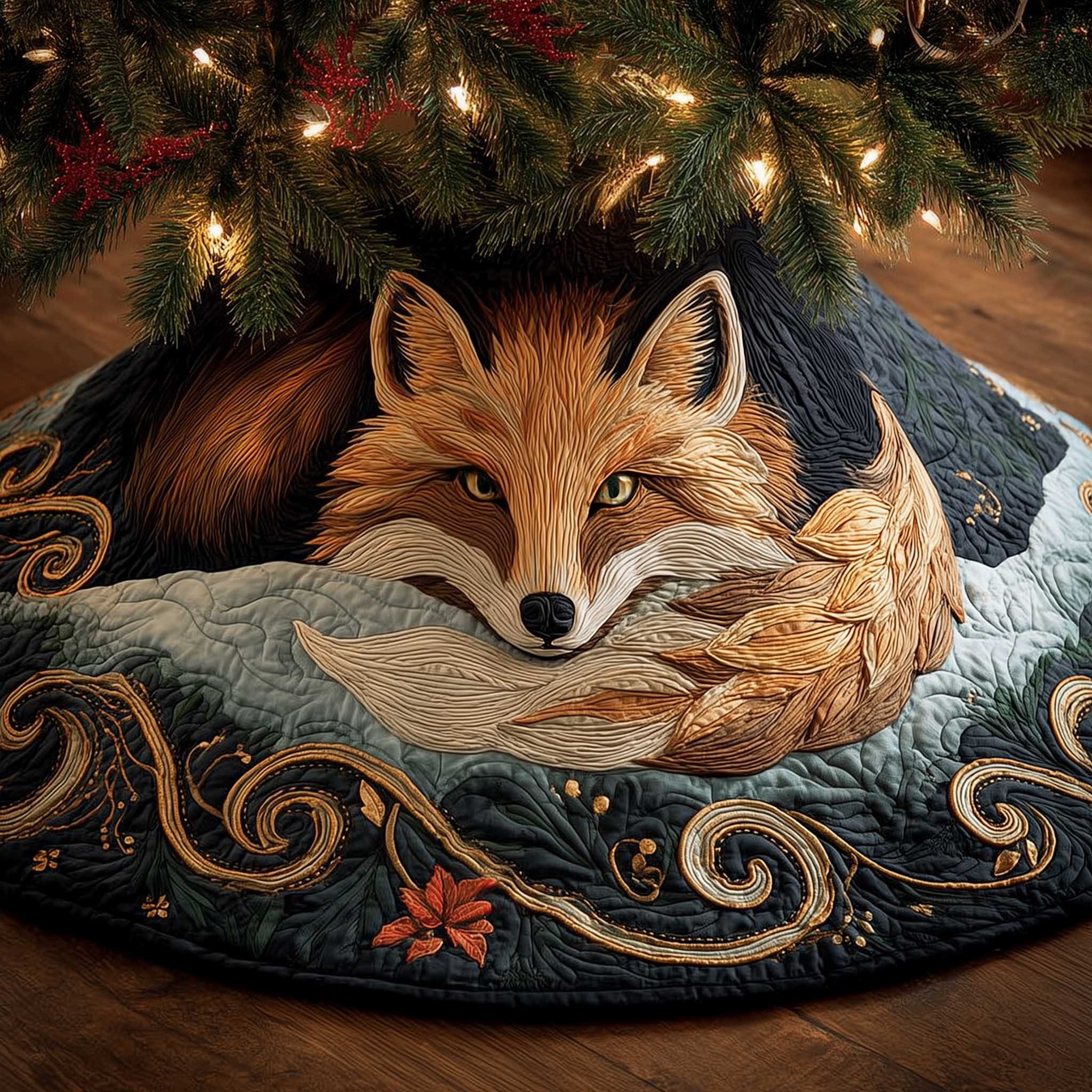 Fox Quilted Tree Skirt Best Living Room Christmas Decorations Fox Gifts For Him Her
