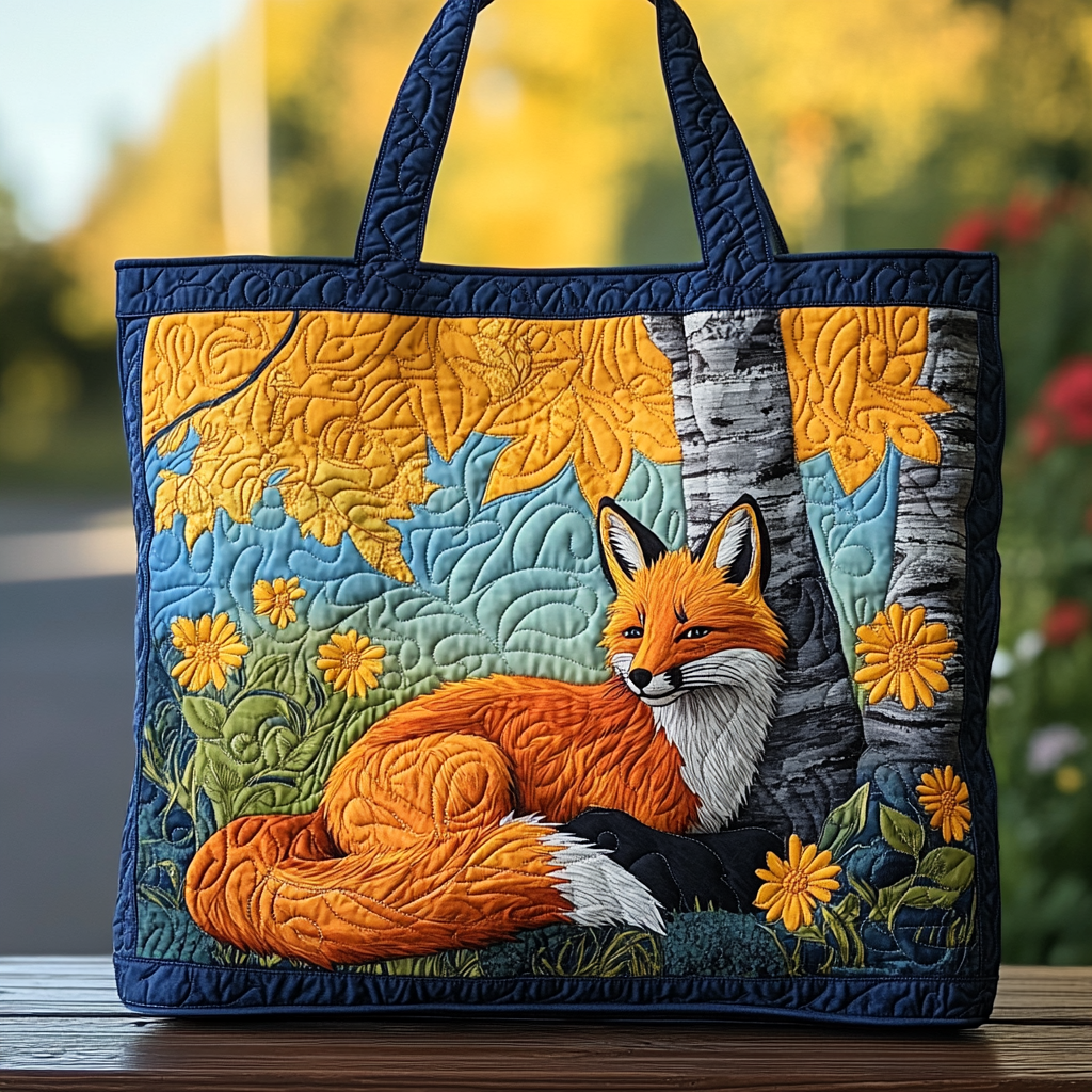 Fox Spirit Quilted Tote Bag Autumn Themed Gifts