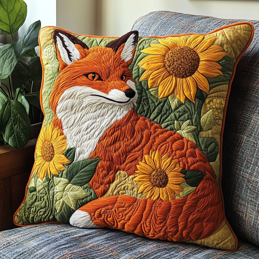 Fox Sunflower Quilt Pillow Case Soft Pillowcase Gift That Brings Sweet Dreams