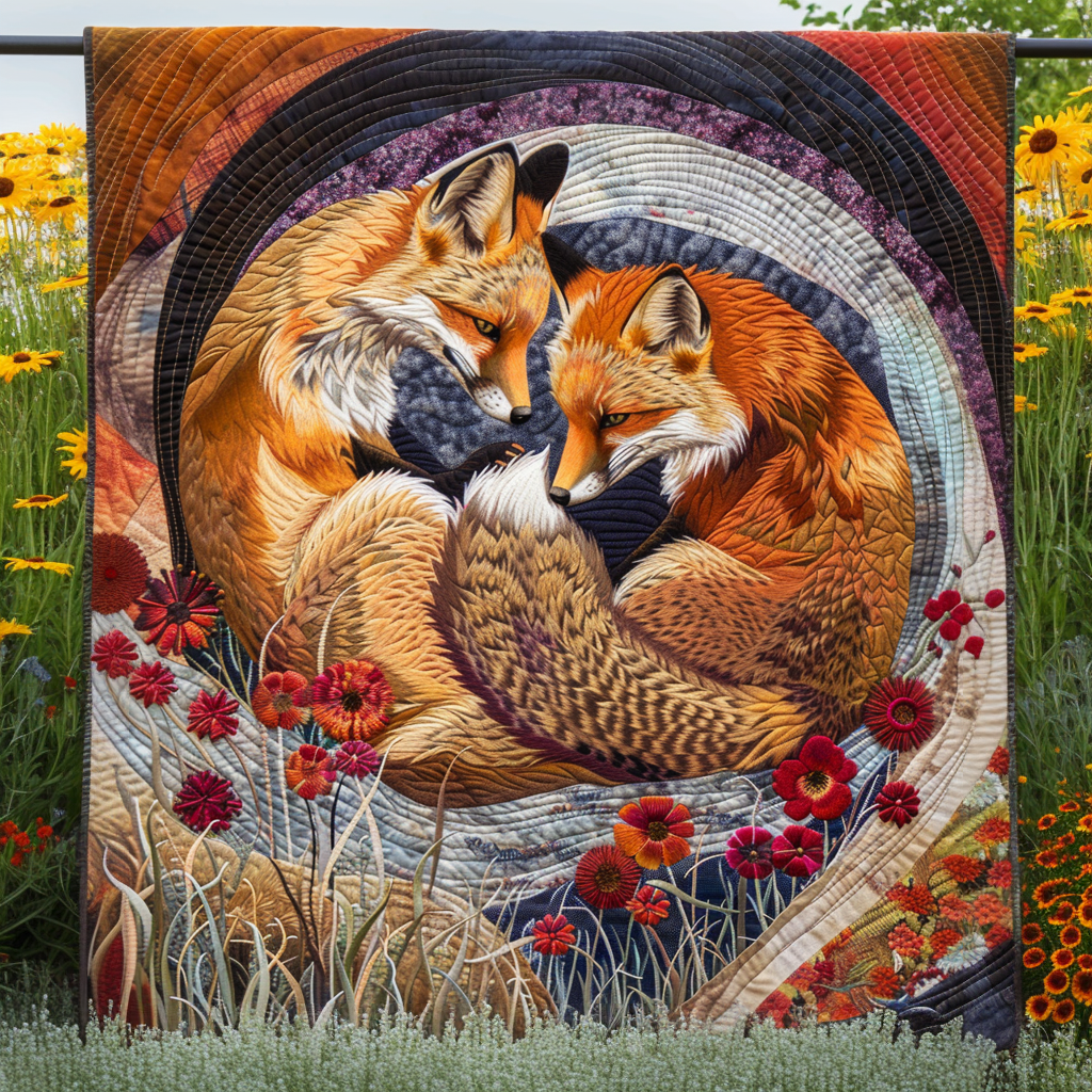 Fox Trail Quilted Blanket Best Throw Blanket Unique Fox Gift Items