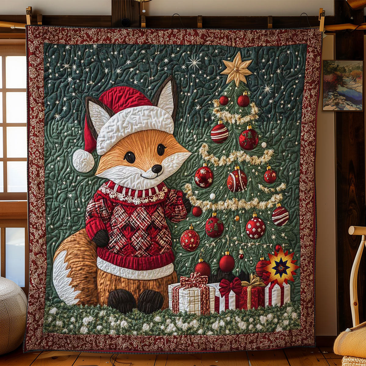 Fox Under The Tree Holiday Xmas Quilt Blanket Gifts To Get Your Mom For Christmas