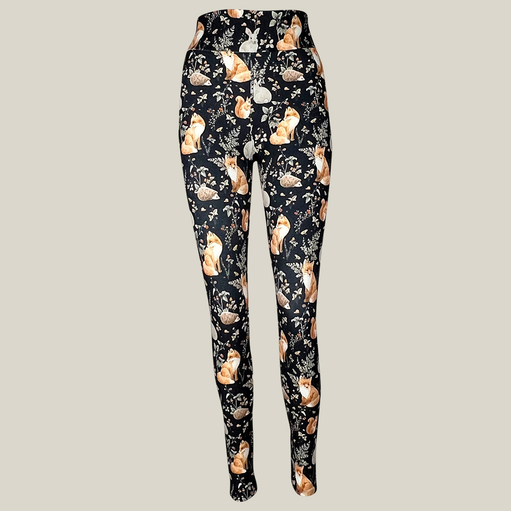 Fox Woodland Tales Leggings Women's Workout Leggings Animal Design Fox Lover Gifts