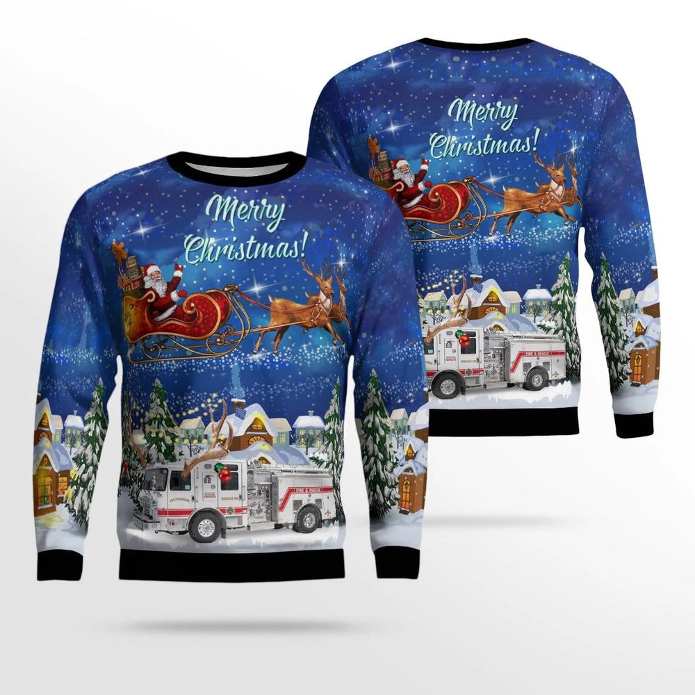 Foxborough Massachusetts Foxborough Fire Department AOP Ugly Sweater Xmas Unisex Sweater Christmas Gifts For Men Women